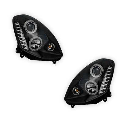 Nissan Skyline V35 Sedan (2001 - 2006) Black LED DRL & Angel Eyes Projector Headlights LH + RH
