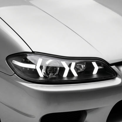 Nissan 200SX S15 (1999 - 2002) LED 3D DRL Bar Projector Headlights LH + RH