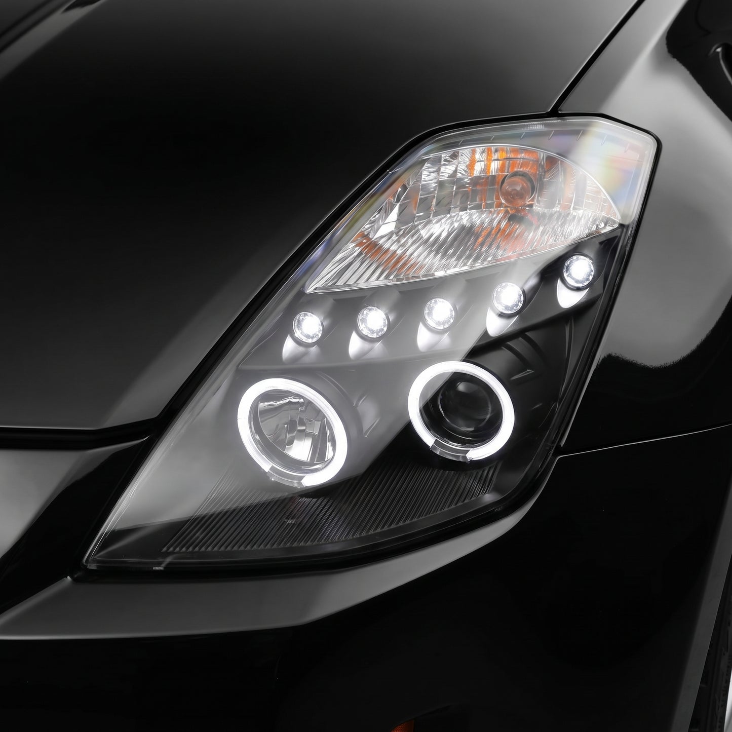 Nissan 350Z Z33 Series 1 (2003 - 2005) Black Angel Eyes Projector Headlights LH + RH