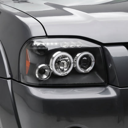 Nissan Navara D22 (2003 - 2014) Black Angel Eyes Projector Headlights LH + RH