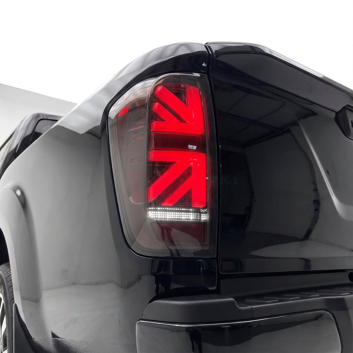Nissan Navara D23 NP300 (2015 - 2021) Black LED Tail Lights LH + RH installed close-up
