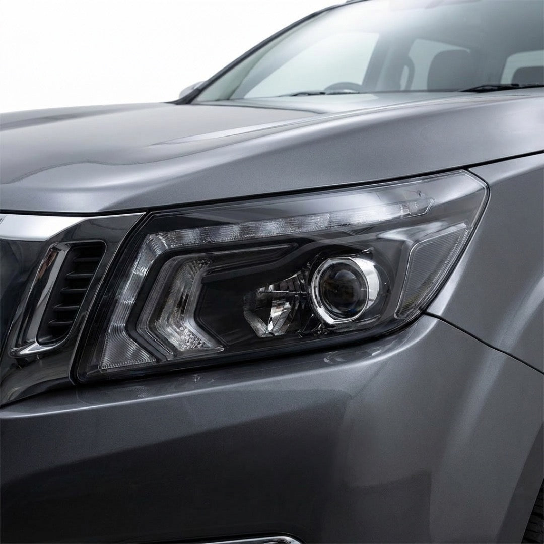 Nissan Navara D23 NP300 (2019 - 2025) Clear / Chrome LED Electric OEM Style Headlights LH + RH