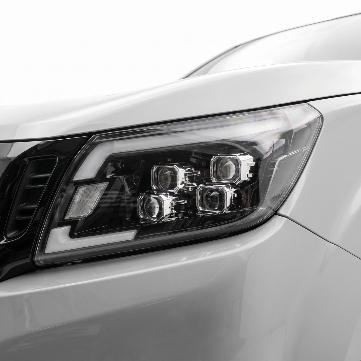 Nissan Navara D23 (2015 - 2020) LED DRL Projector Headlights LH + RH installed close-up