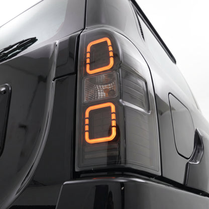 Nissan Patrol GU (2005 - 2016) Full Smoked Sequential LED Tail Lights LH + RH installed close-up