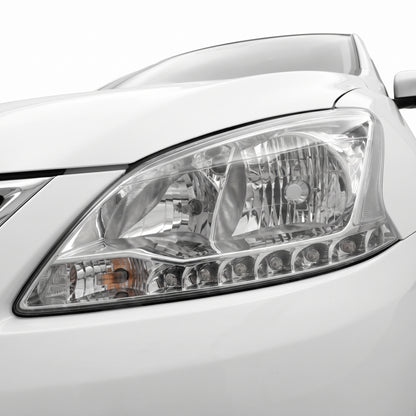 Nissan Pulsar B17 (2012 - 2017) OEM Style Headlights LH + RH installed close-up