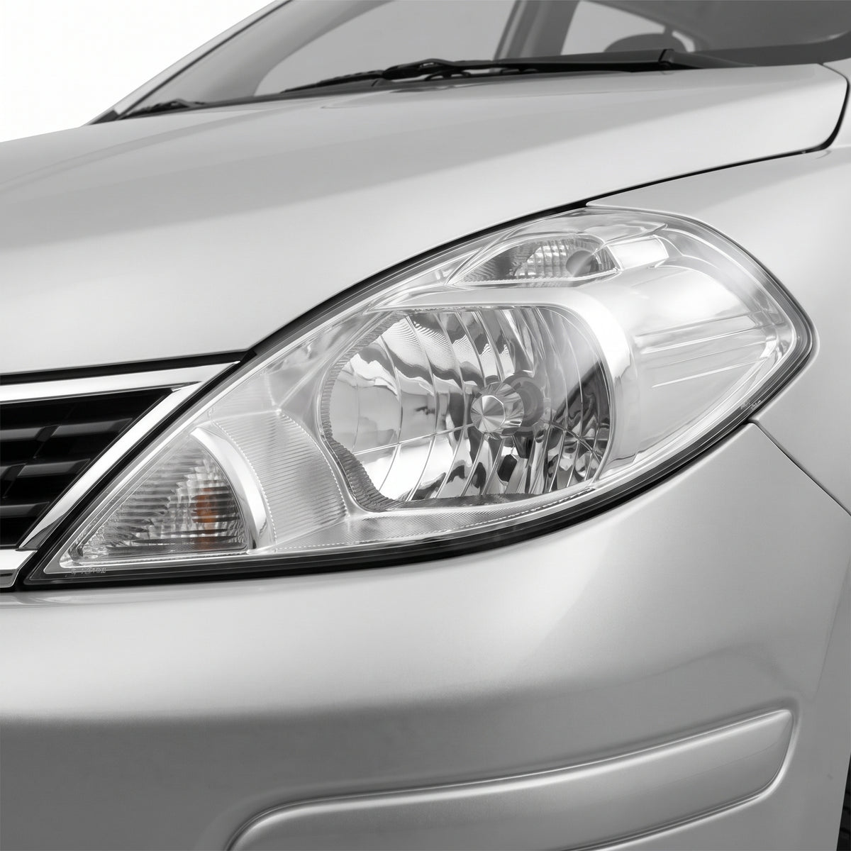 Nissan Tiida C11 (2005 - 2007) OEM Style Headlights LH + RH installed close-up