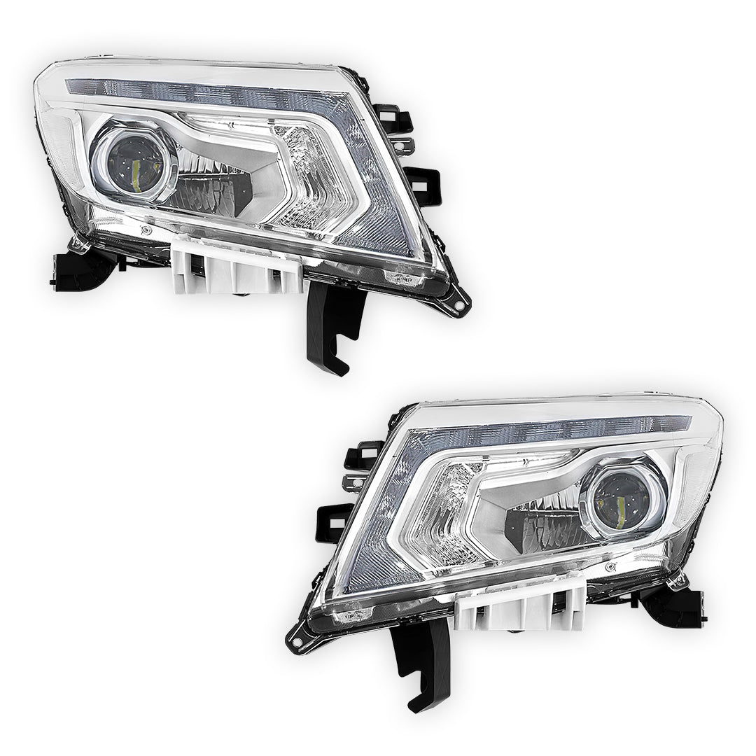 Nissan Navara D23 NP300 (2017 - 2021) Chrome LED OEM Style Headlights LH + RH