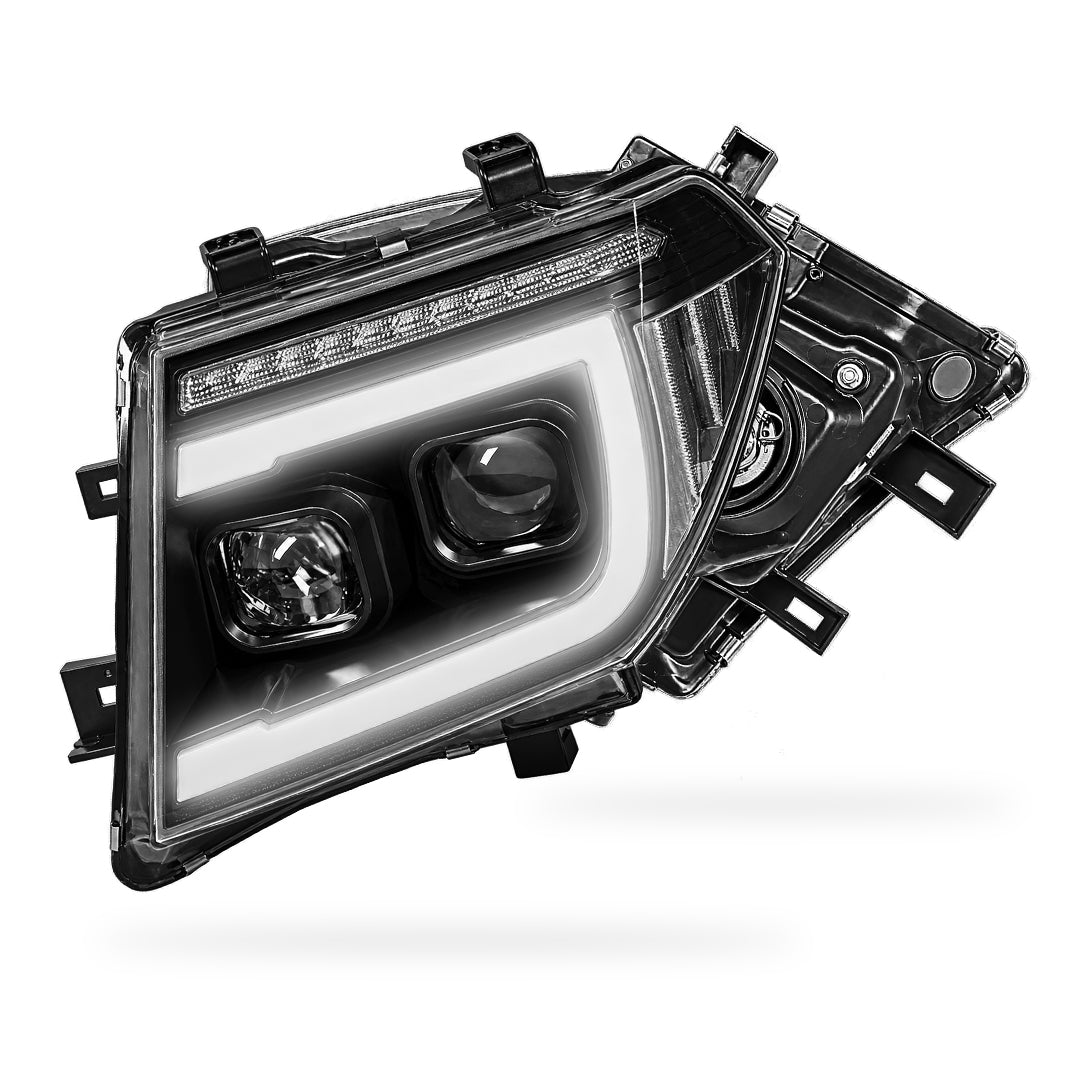 Nissan Navara D40 (2005 - 2014) Black CCFL Angel Eyes Projector Headlights LH + RH