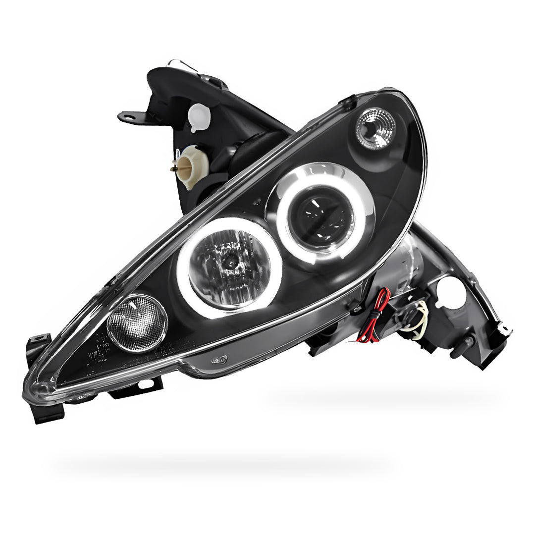 Peugeot 206 206CC Facelift (2003 - 2007) Black CCFL Angel Eyes Projector Headlights LH + RH