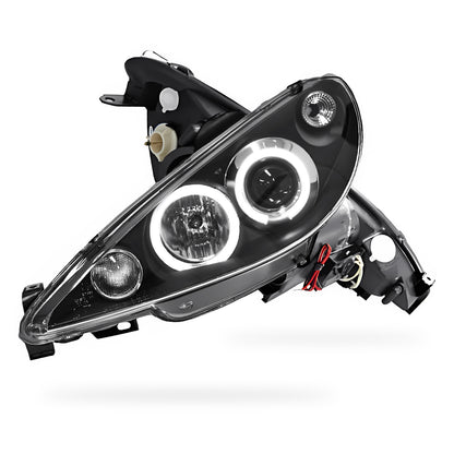 Peugeot 206 206CC Facelift (2003 - 2007) Black CCFL Angel Eyes Projector Headlights LH + RH