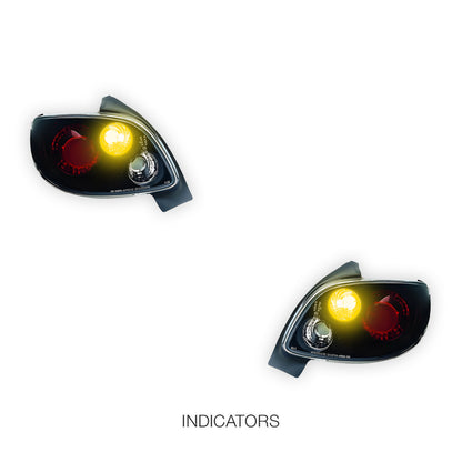 Peugeot 206 (1998 - 2006) Black Altezza Tail Lights LH + RH