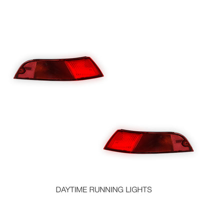 Porsche 911 993 Series (1993 - 1998) Full Red Rear Bumper Bar Corner Tail Lights LH + RH