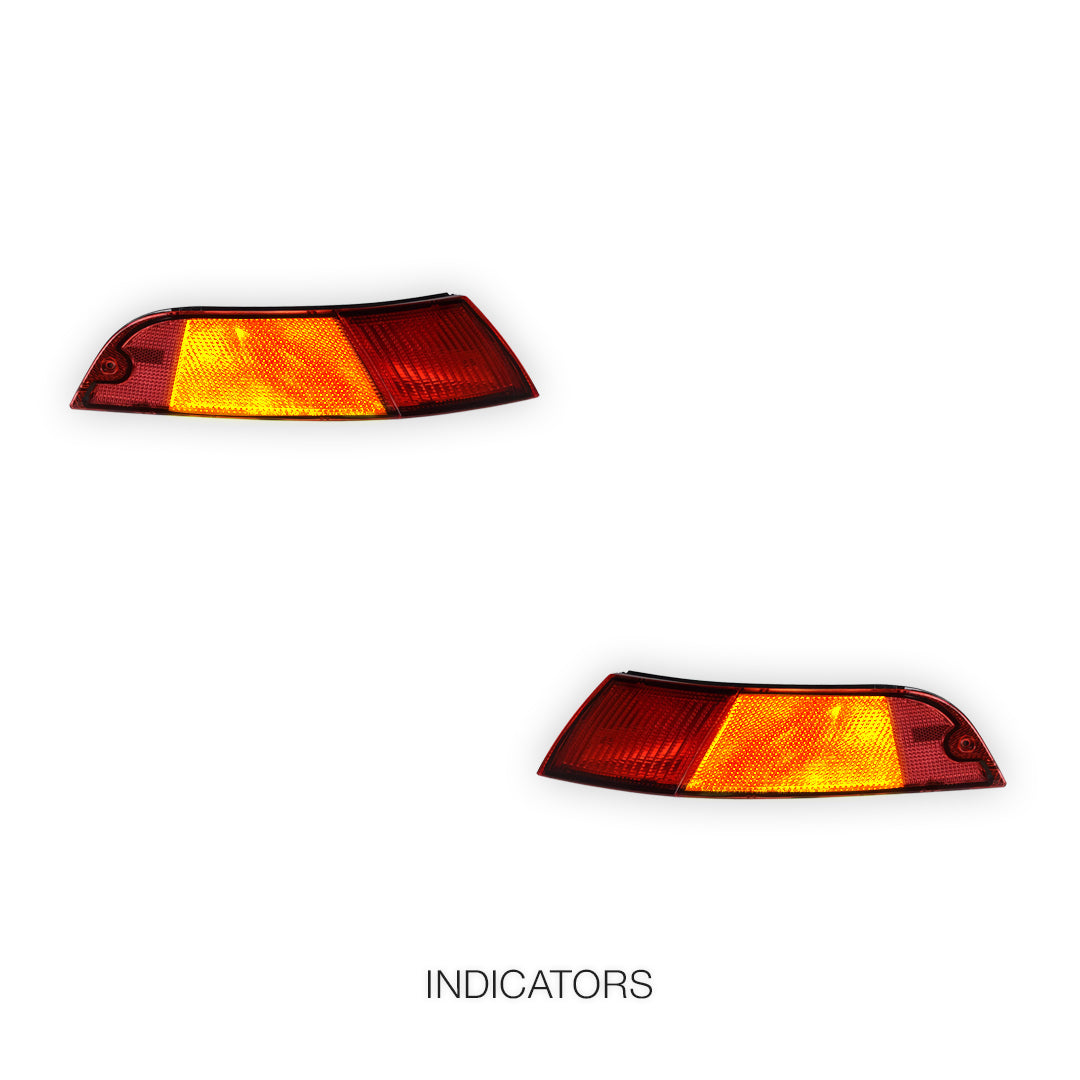 Porsche 911 993 Series (1993 - 1998) Full Red Rear Bumper Bar Corner Tail Lights LH + RH