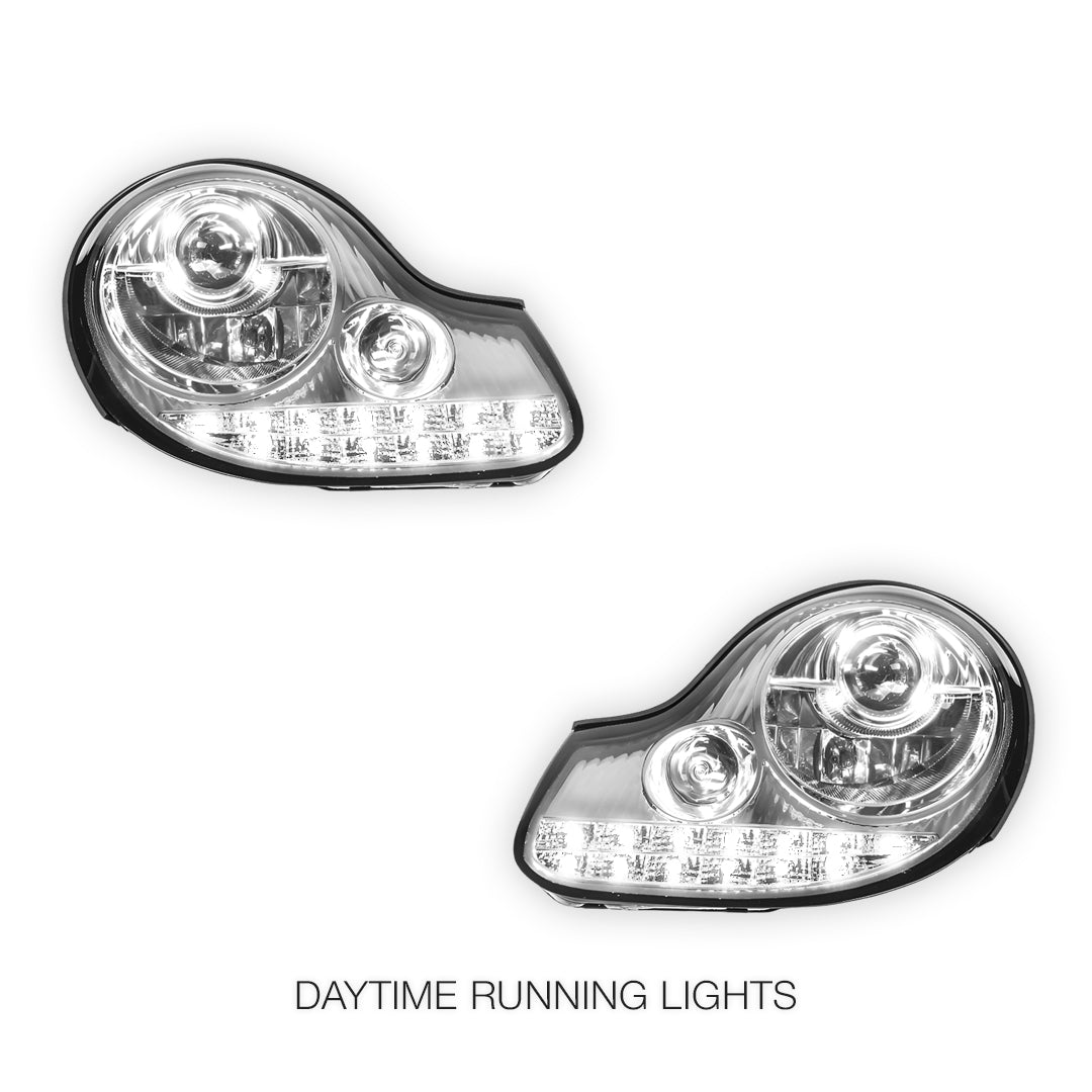 Porsche 911 996 Series Carrera Pre Update (1999 - 2004) Crystal Clear DRL LED Projector Headlights LH + RH