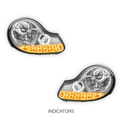 Porsche 911 996 Series Carrera Pre Update (1999 - 2004) Crystal Clear DRL LED Projector Headlights LH + RH