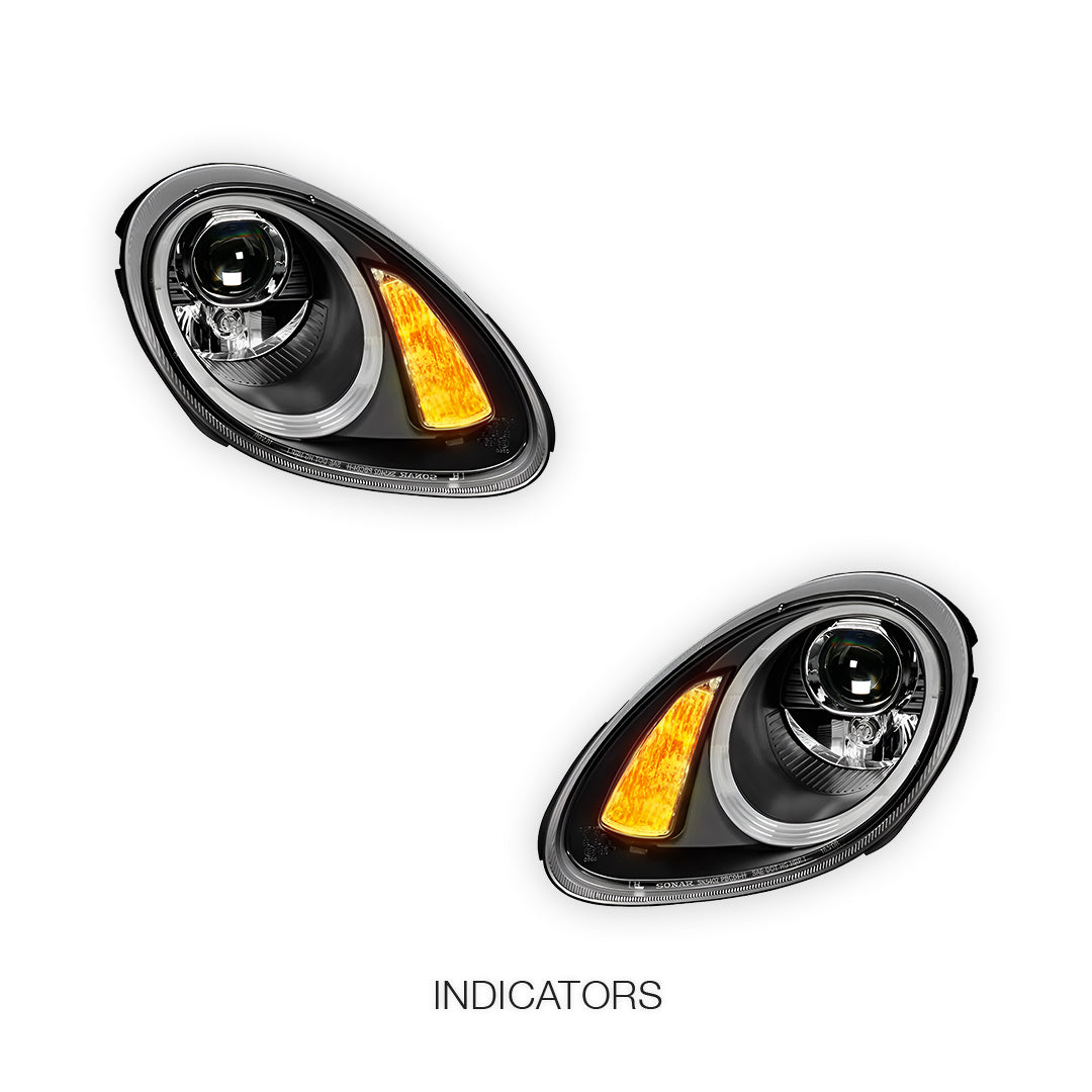 Porsche Boxster 987 Series 1 (2005 - 2008) Black DRL LED Projector Headlights LH + RH