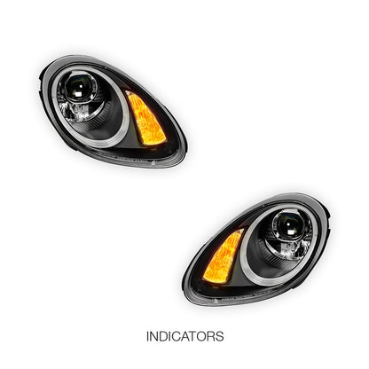 Porsche Boxster 987 Series 1 (2005 - 2008) Black DRL LED Projector Headlights LH + RH