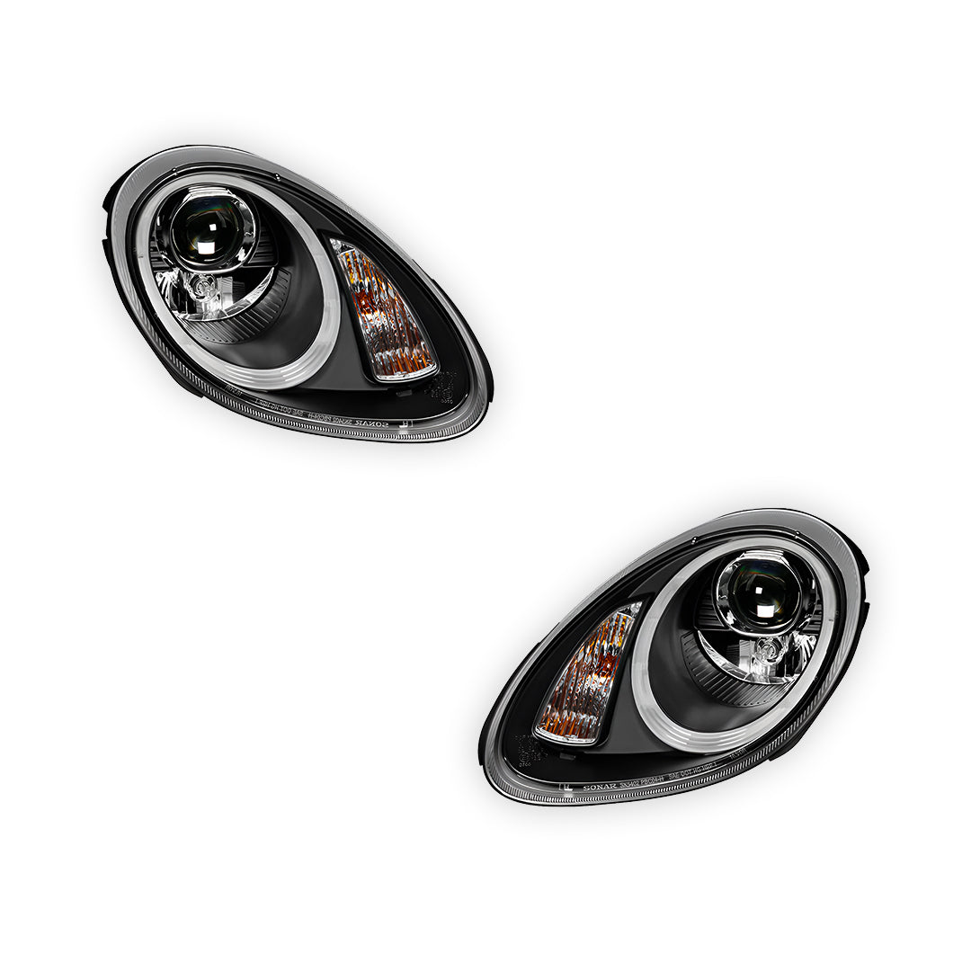Porsche Boxster 987 Series 1 (2005 - 2008) Black DRL LED Projector Headlights LH + RH
