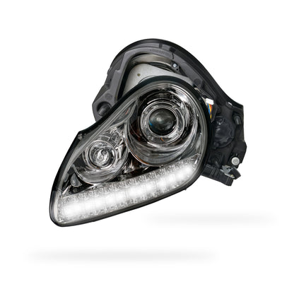 Porsche Cayenne 955 9PA (2003 - 2006) Crystal Clear LED DRL Projector Headlights LH + RH