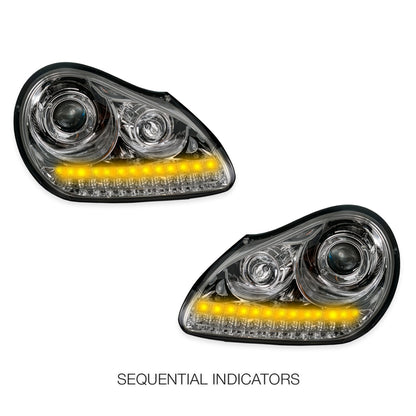 Porsche Cayenne 955 9PA (2003 - 2006) Crystal Clear LED DRL Projector Headlights LH + RH