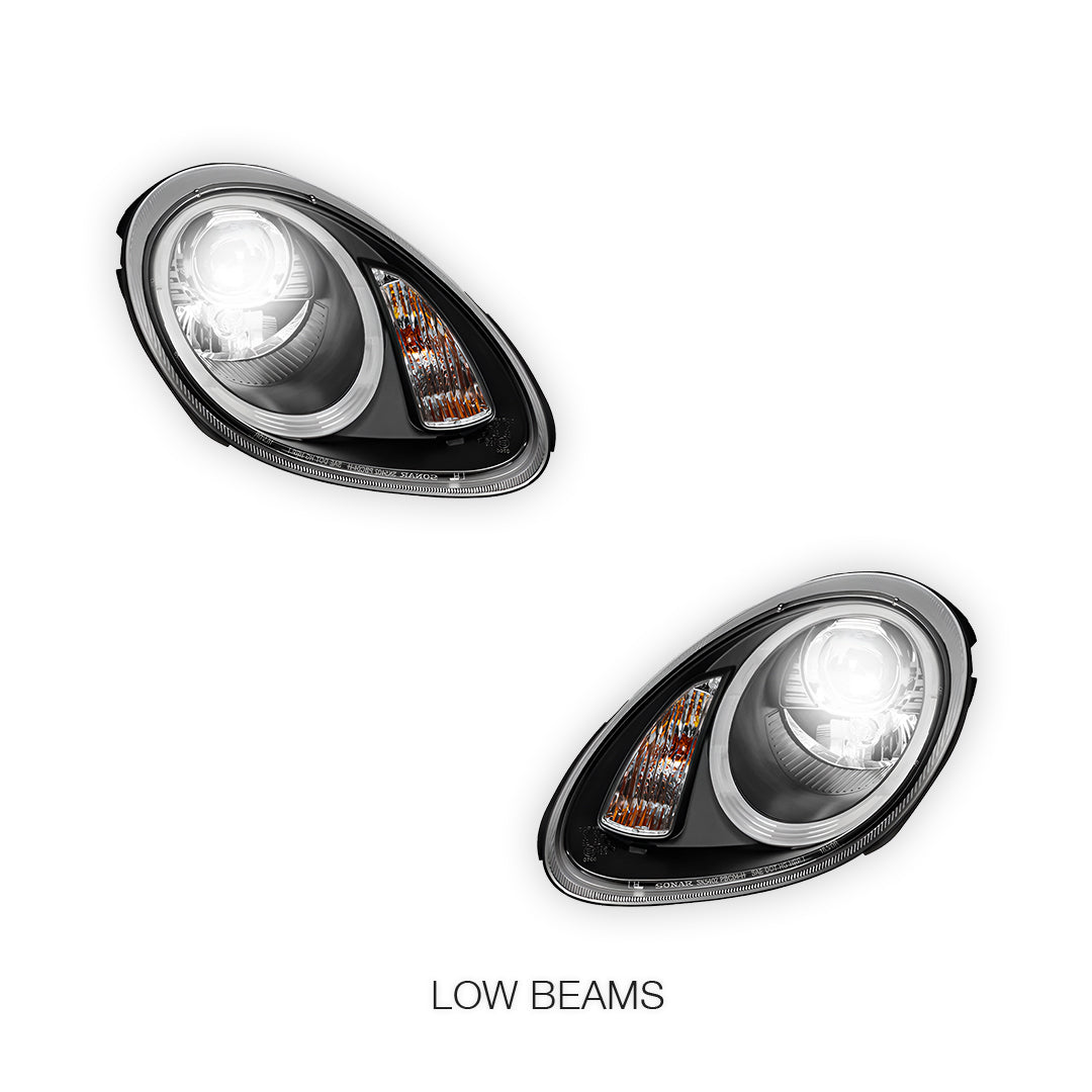 Porsche Cayman 987 Series 1 (2005 - 2008) Black DRL LED Projector Headlights LH + RH
