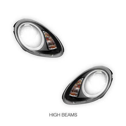 Porsche Cayman 987 Series 1 (2005 - 2008) Black DRL LED Projector Headlights LH + RH