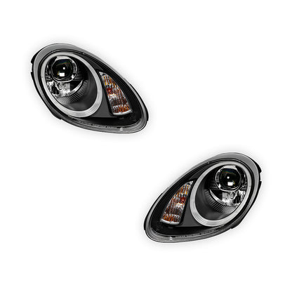 Porsche Cayman 987 Series 1 (2005 - 2008) Black DRL LED Projector Headlights LH + RH