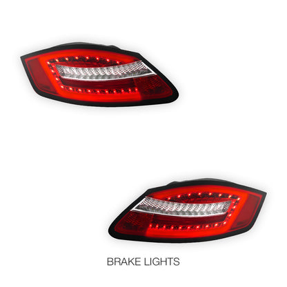 Porsche Cayman 987 Series 1 (2005 - 2008) Sequential Clear Red 3D Stripe Bar LED Tail Lights LH + RH