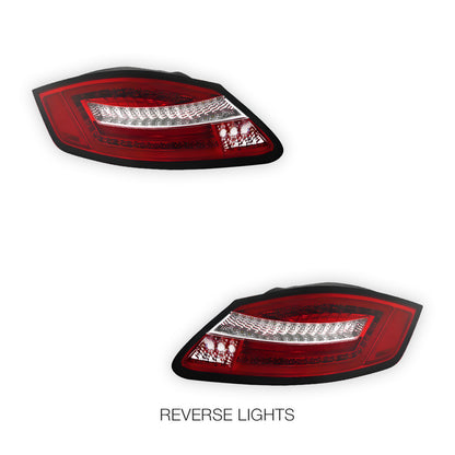 Porsche Cayman 987 Series 1 (2005 - 2008) Sequential Clear Red 3D Stripe Bar LED Tail Lights LH + RH