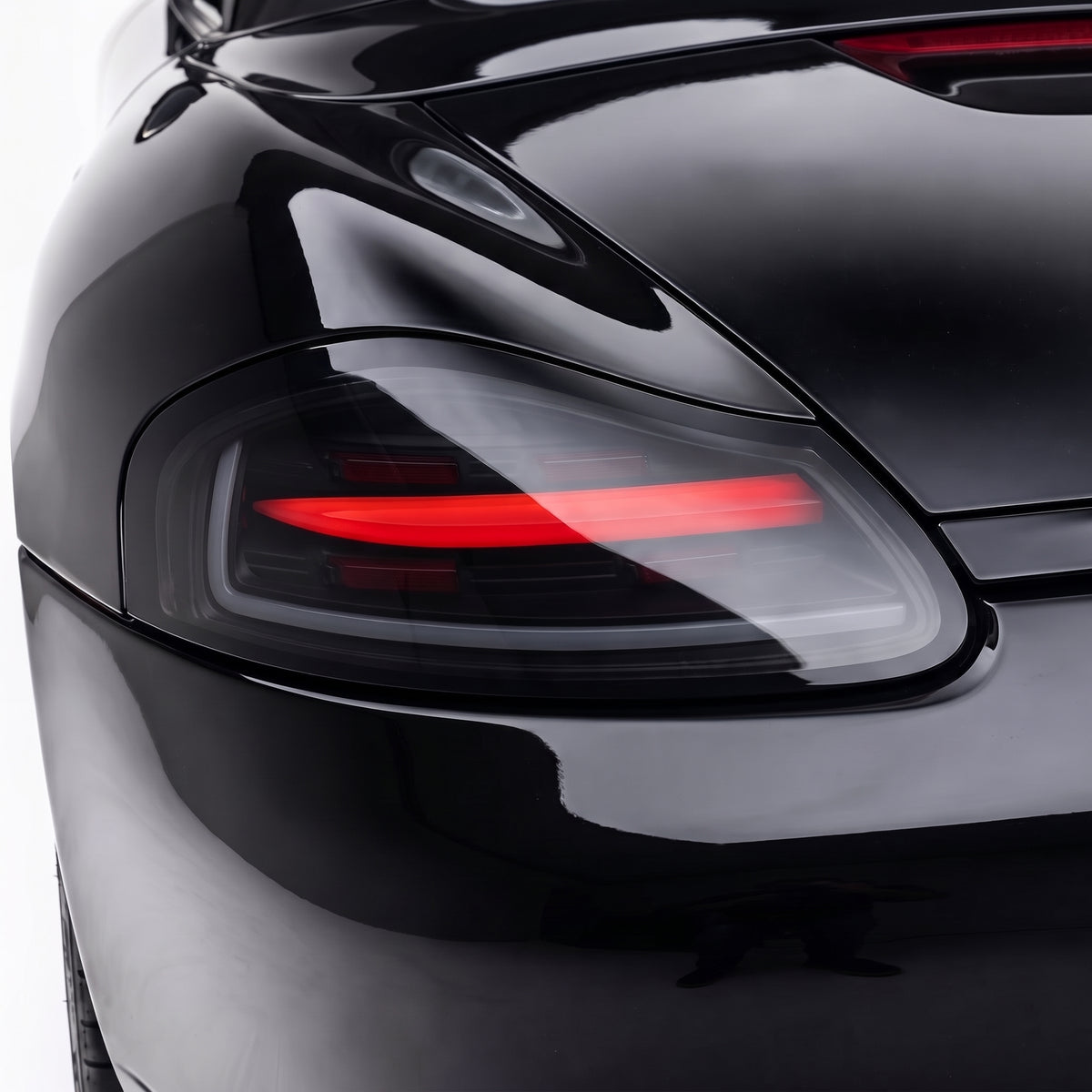 Porsche Boxter 986 Series (1997 - 2004) Smoked Black Sequential Full LED Tail Lights LH + RH installed close-up