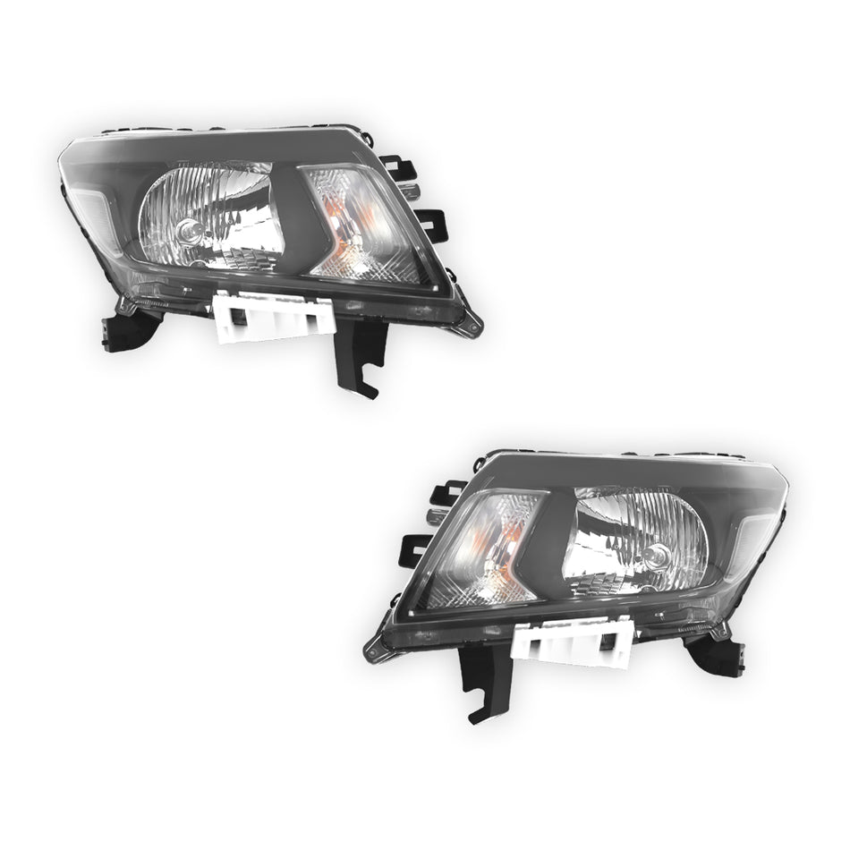 Nissan Navara D23 NP300 (2020 - 2025) Genuine Clear / Black Halogen Headlights LH + RH
