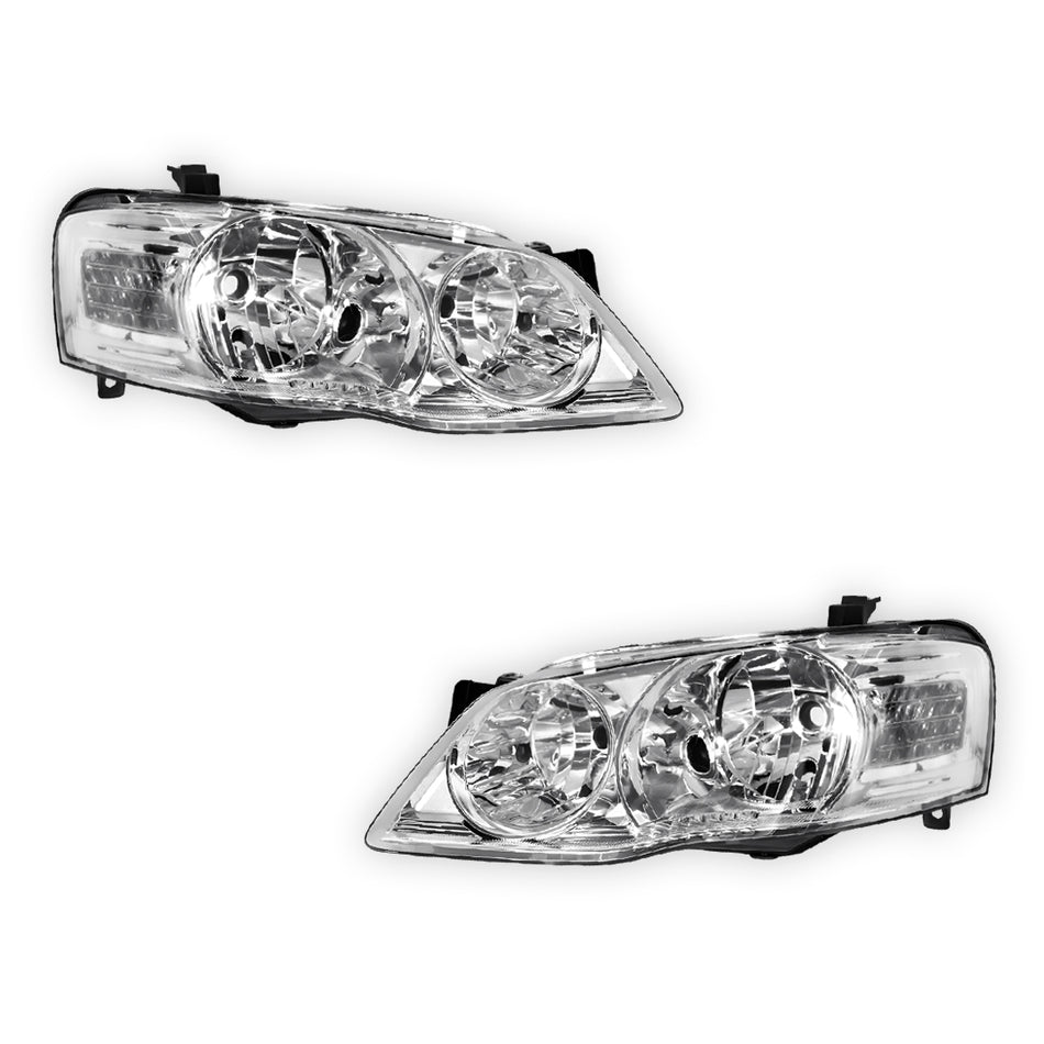 Ford Falcon BF Series 2 (2006 - 2008) Chrome OEM Style Headlights LH + RH