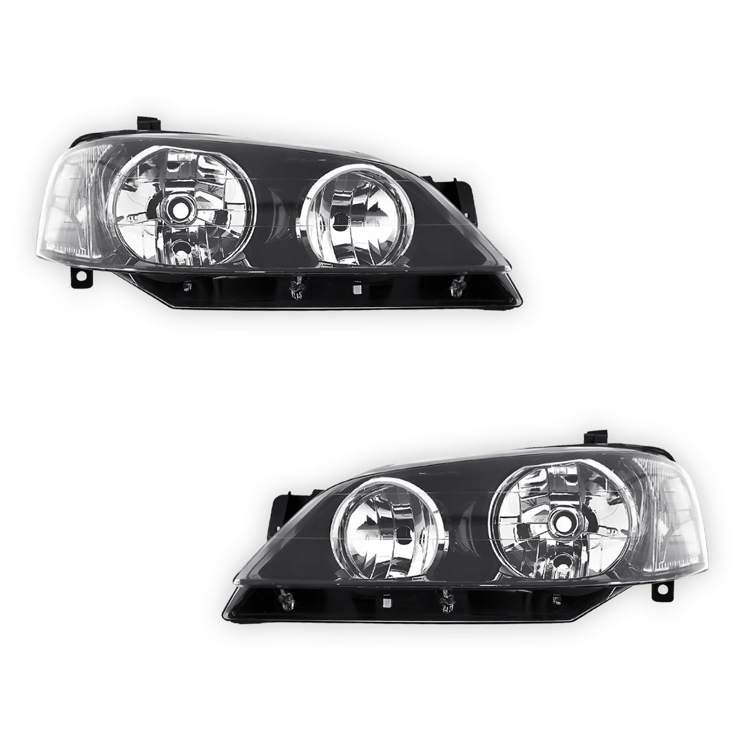 Ford Fairmont BF Series 1 (2005 - 2006) Black OEM Style Headlights LH + RH