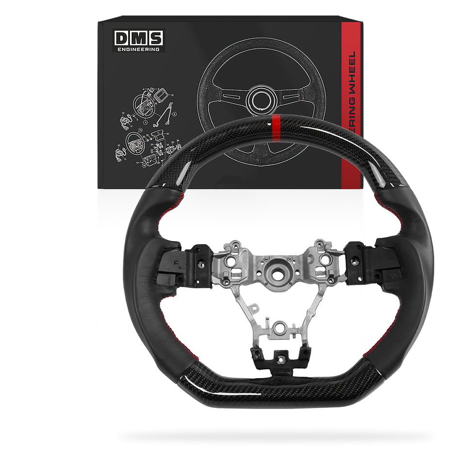 Subaru Levorg VM (2015 - 2021) Carbon CF OEM Leather Red Line Stitching Steering Wheel