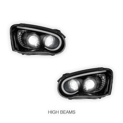 Subaru Impreza Blobeye Sedan / Wagon (2003 - 2005) Black LED 3D Stripe DRL & Projector Headlights LH + RH