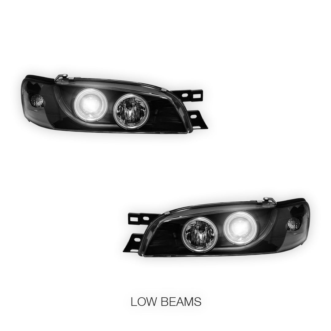 Subaru Impreza GC8 / GF8 22B (1994 - 2000) Black CCFL Angel Eyes Projector Headlights LH + RH