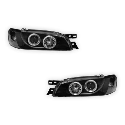 Subaru Impreza GC8 / GF8 22B (1994 - 2000) Black CCFL Angel Eyes Projector Headlights LH + RH