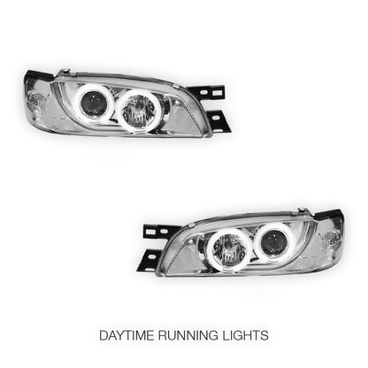 Subaru Impreza GC8 / GF8 22B (1994 - 2000) Crystal CCFL Angel Eyes Projector Headlights LH + RH