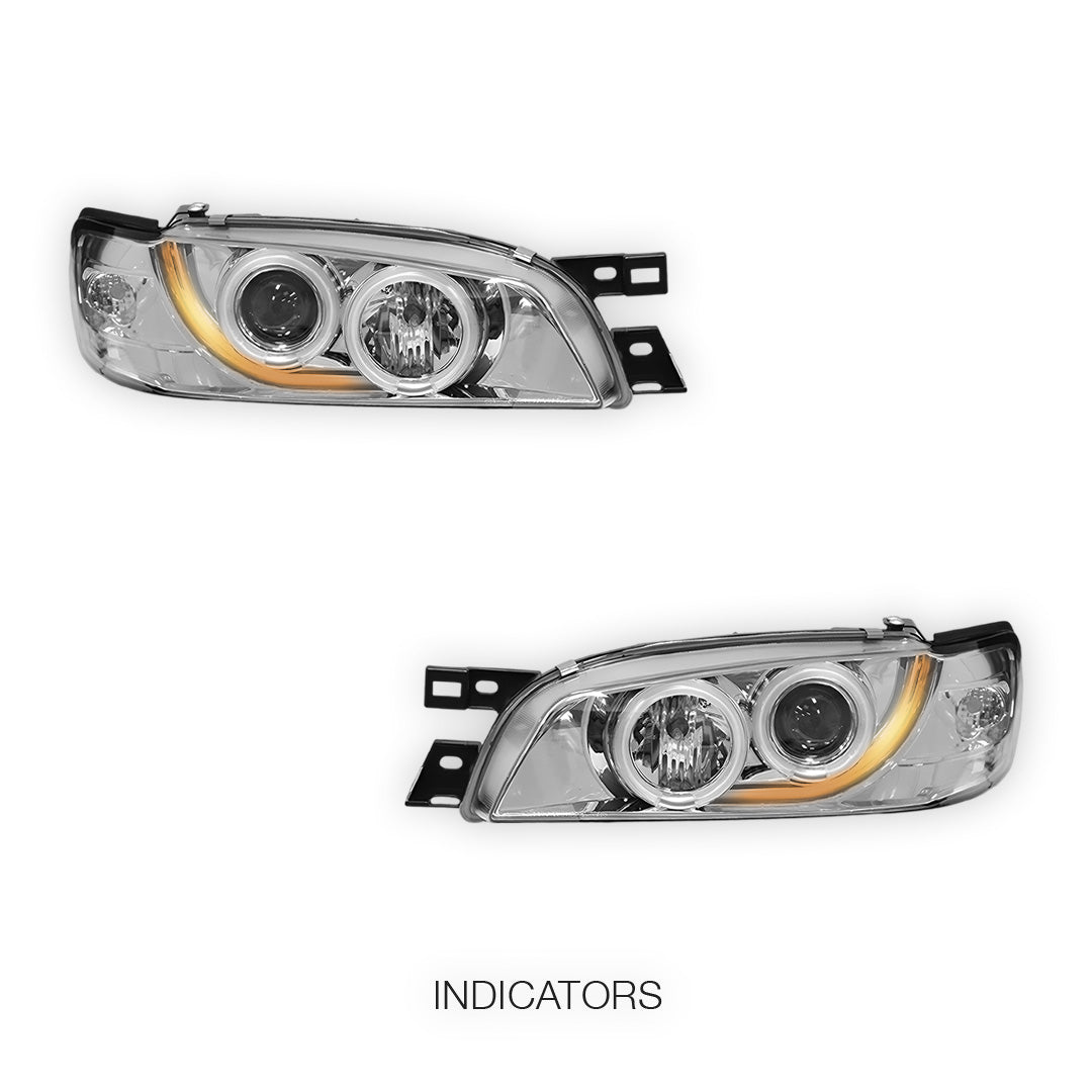 Subaru Impreza GC8 / GF8 22B (1994 - 2000) Crystal CCFL Angel Eyes Projector Headlights LH + RH