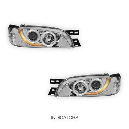 Subaru Impreza GC8 / GF8 22B (1994 - 2000) Crystal CCFL Angel Eyes Projector Headlights LH + RH