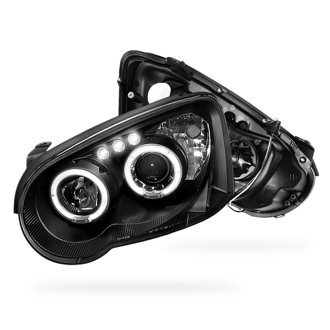 Subaru Impreza WRX STI Sedan / Wagon Blobeye (2003 - 2005) Black Angel Eyes Projector Headlights LH + RH