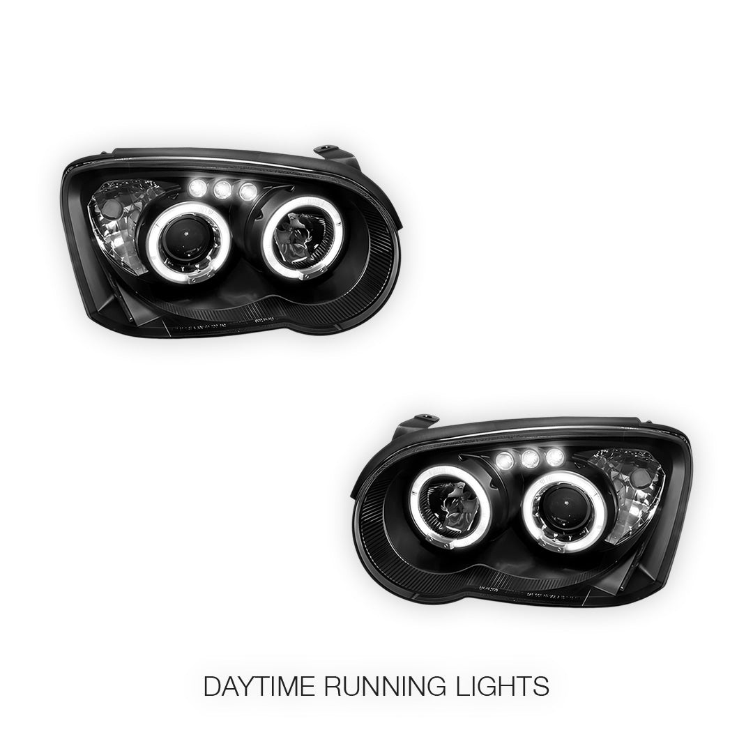 Subaru Impreza WRX STI Sedan / Wagon Blobeye (2003 - 2005) Black Angel Eyes Projector Headlights LH + RH