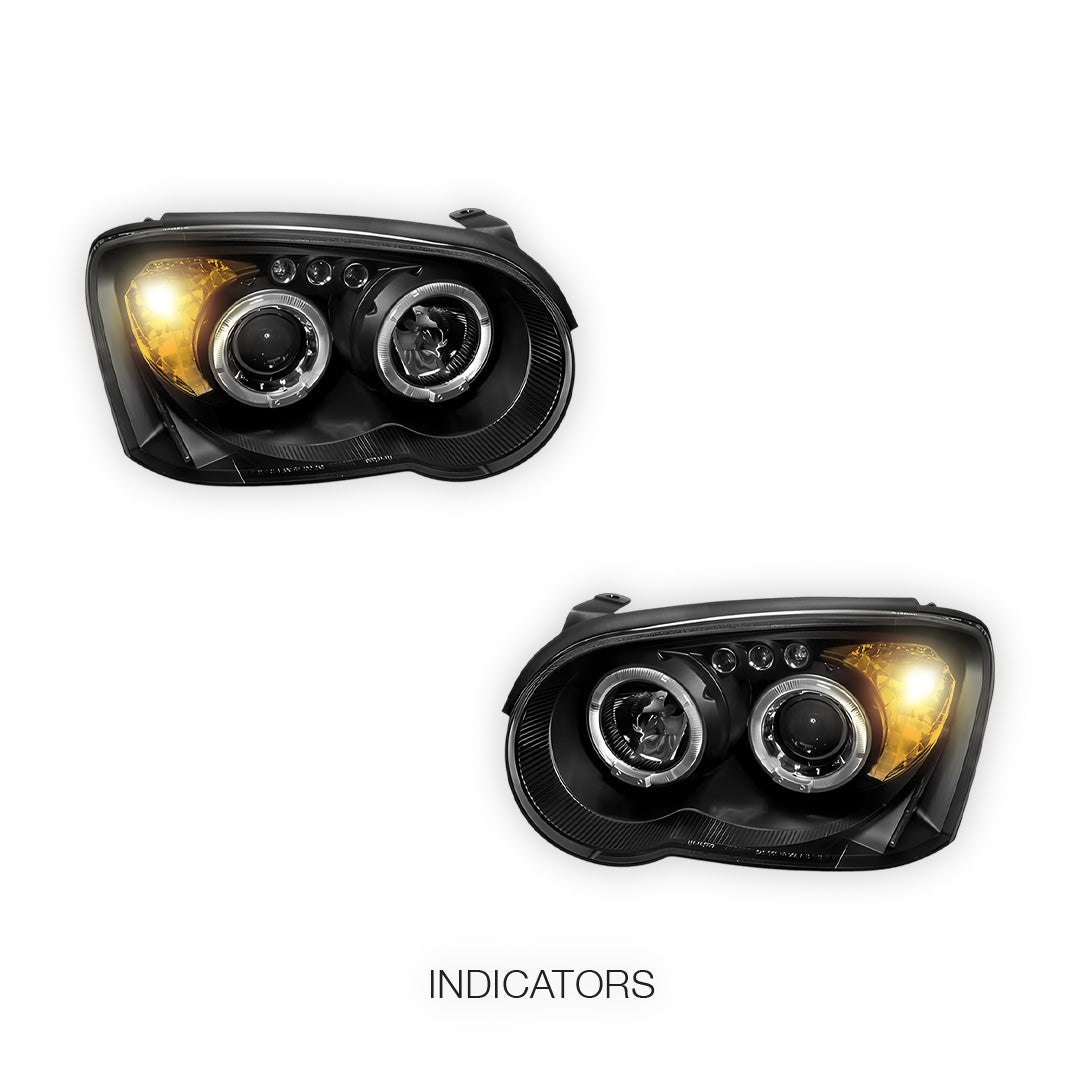 Subaru Impreza WRX STI Sedan / Wagon Blobeye (2003 - 2005) Black Angel Eyes Projector Headlights LH + RH