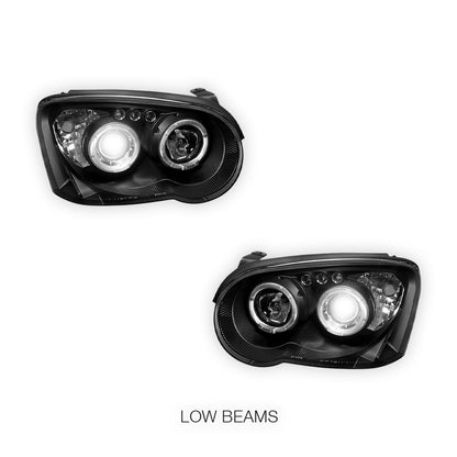 Subaru Impreza WRX STI Sedan / Wagon Blobeye (2003 - 2005) Black Angel Eyes Projector Headlights LH + RH