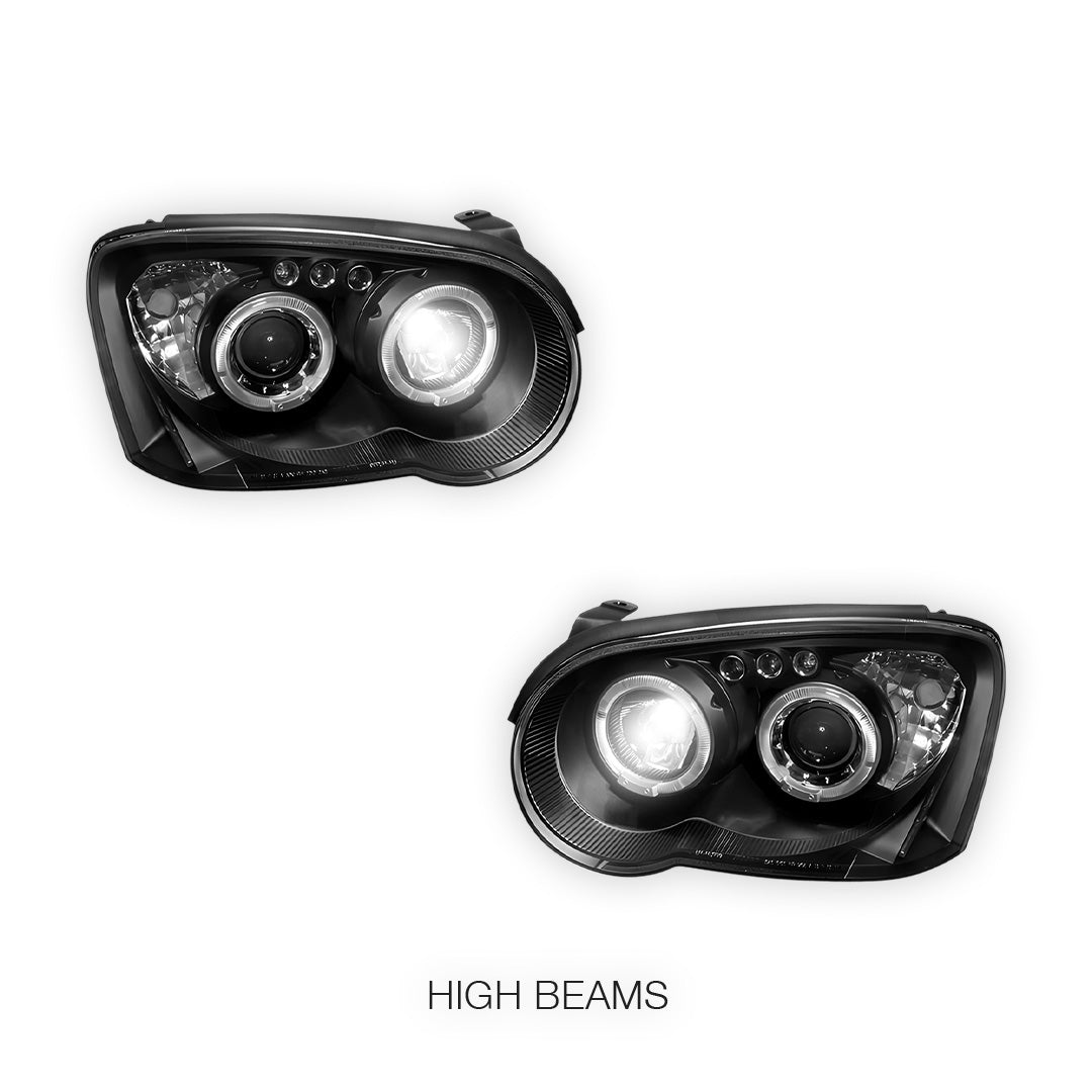 Subaru Impreza WRX STI Sedan / Wagon Blobeye (2003 - 2005) Black Angel Eyes Projector Headlights LH + RH