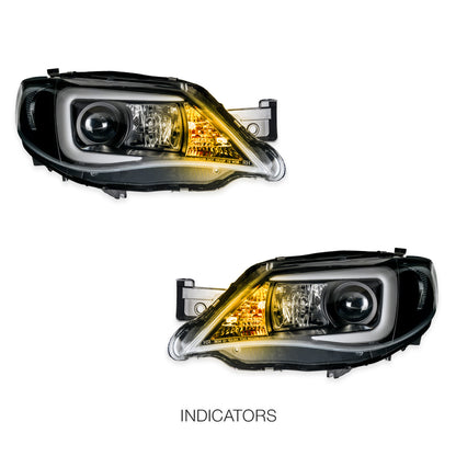 Subaru Impreza WRX STI (2007 - 2013) LED 3D Stripe Bar DRL Projector Headlights LH + RH