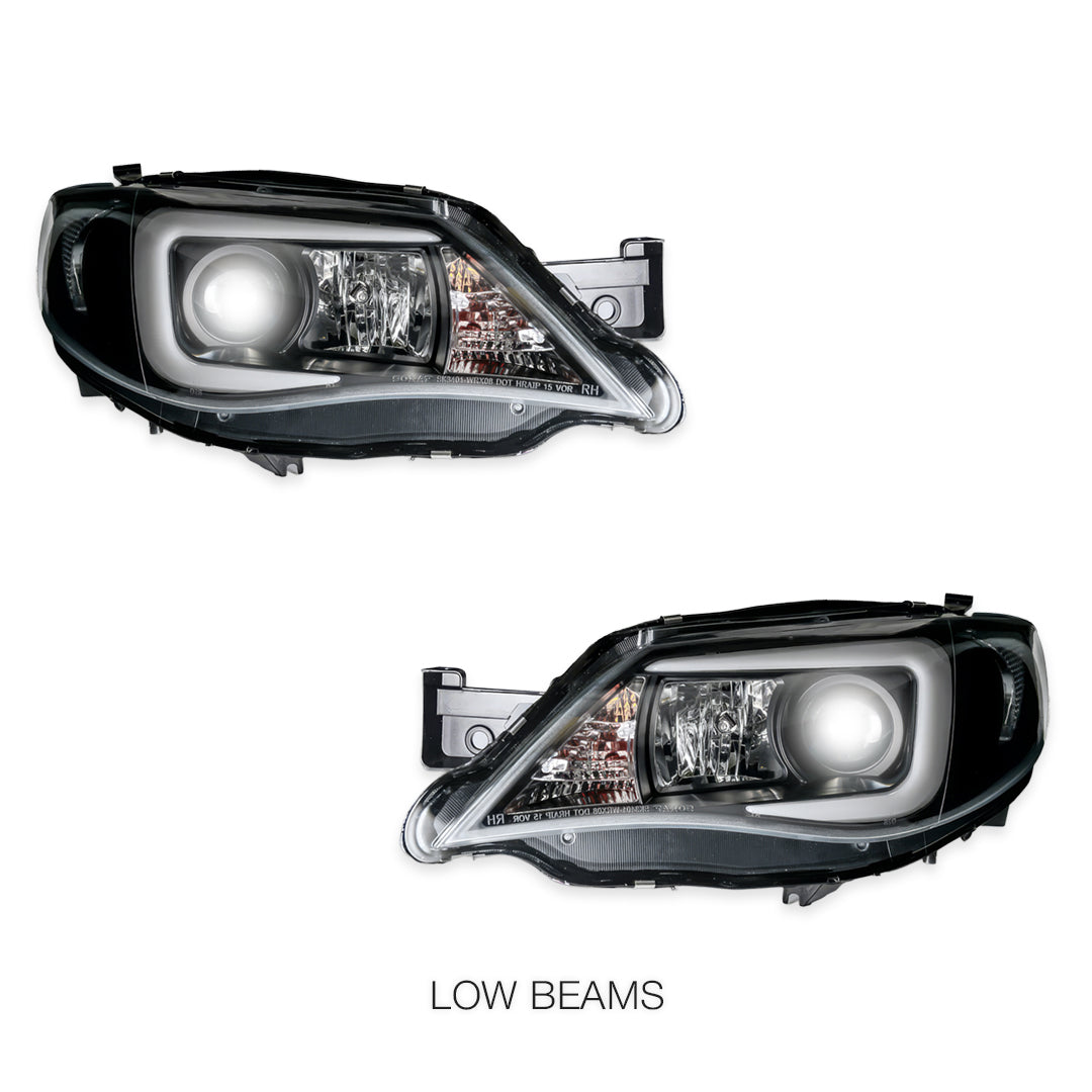 Subaru Impreza WRX STI (2007 - 2013) LED 3D Stripe Bar DRL Projector Headlights LH + RH