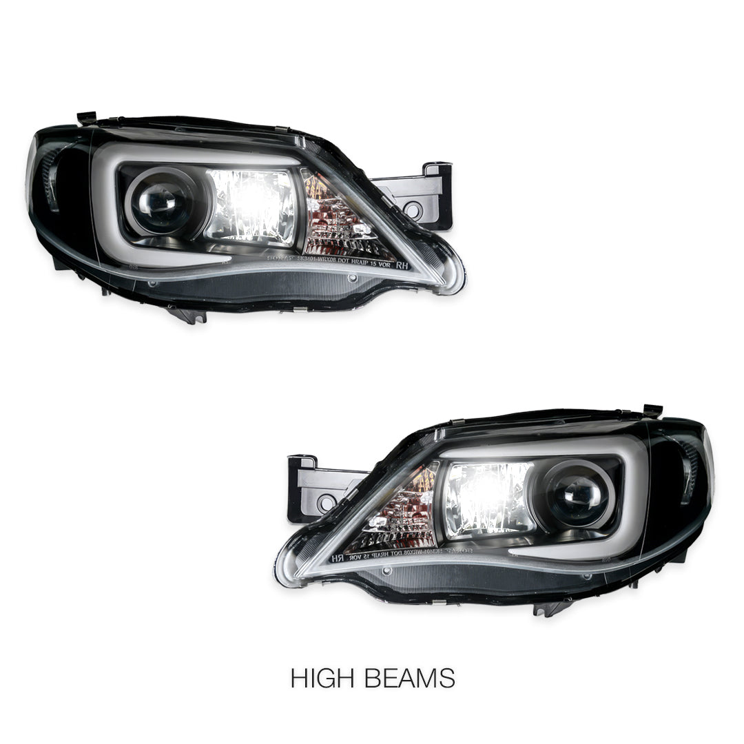 Subaru Impreza WRX STI (2007 - 2013) LED 3D Stripe Bar DRL Projector Headlights LH + RH