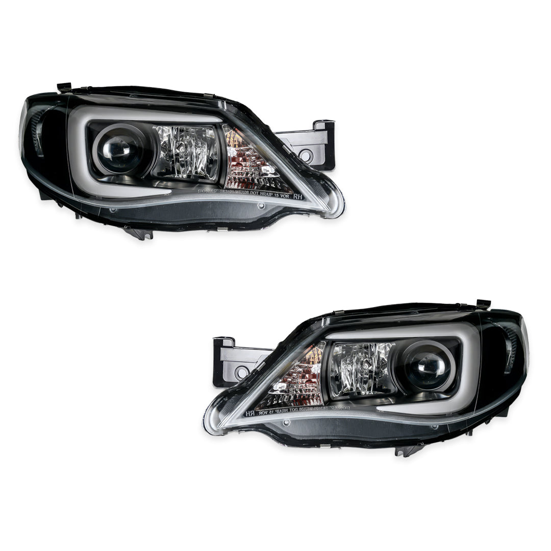 Subaru Impreza WRX STI (2007 - 2013) LED 3D Stripe Bar DRL Projector Headlights LH + RH