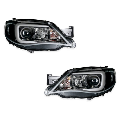 Subaru Impreza WRX STI (2007 - 2013) LED 3D Stripe Bar DRL Projector Headlights LH + RH